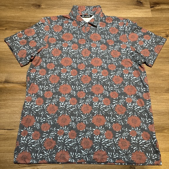 Travis Mathew Mens XL Scenic Pass Polo Shirt Floral Heater Series Casual Stretch - Picture 2 of 11